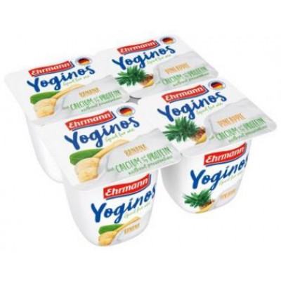 Yogurt YOGINOS with bananas and pineapples, 0.1%, 4x100 g